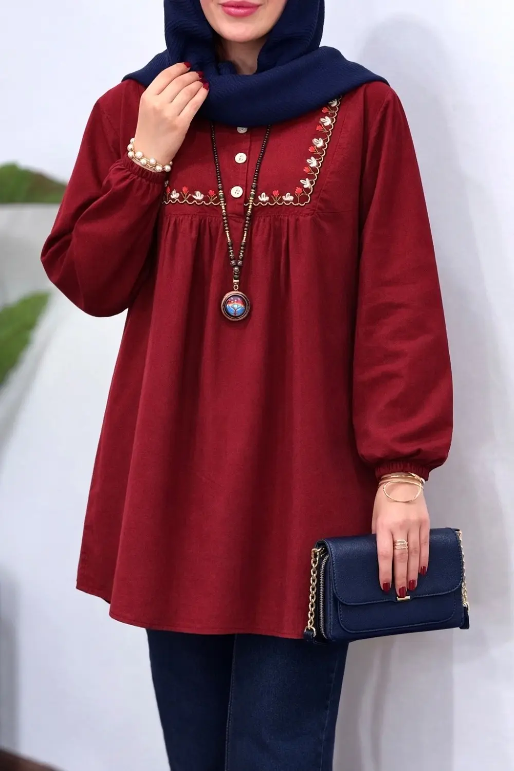 مانتو لینن گلدوزی گیسو